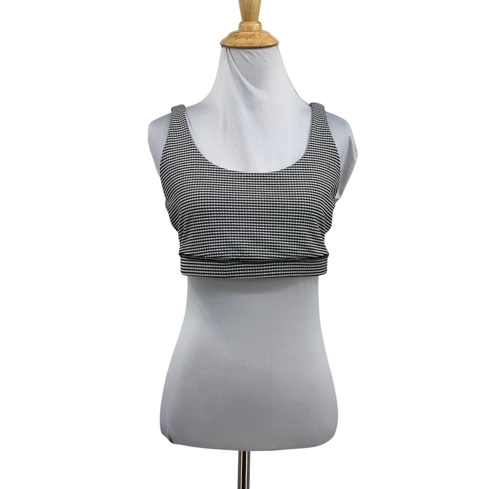 Lululemon Sports Bra Womens 12 Black White Energy Gingham Cross Strap Unpadded